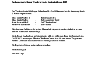 Auslosung der 2. Runde Wanderpreis des Kreispräsidenten 2023